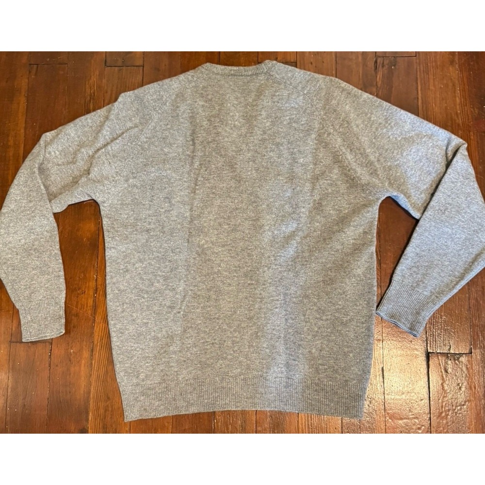 Vintage Alan Paine Sweater Mens Large Gray Shetland Wool V Neck Pullover Knit - Picture 4 of 7